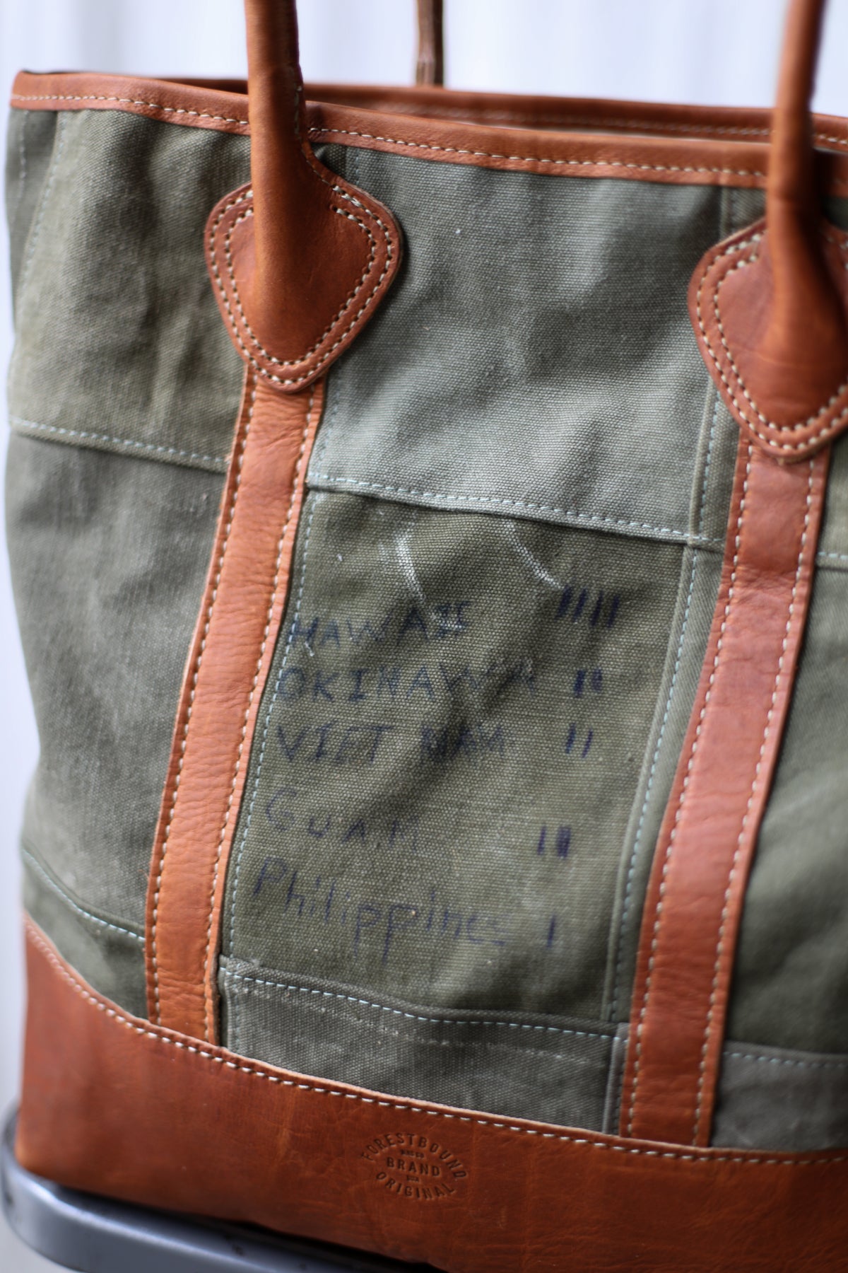 1940's era Salvaged Canvas Patchwork Tote Bag