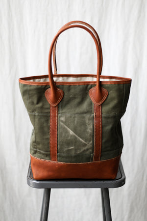 1940's era Salvaged Canvas Patchwork Tote Bag