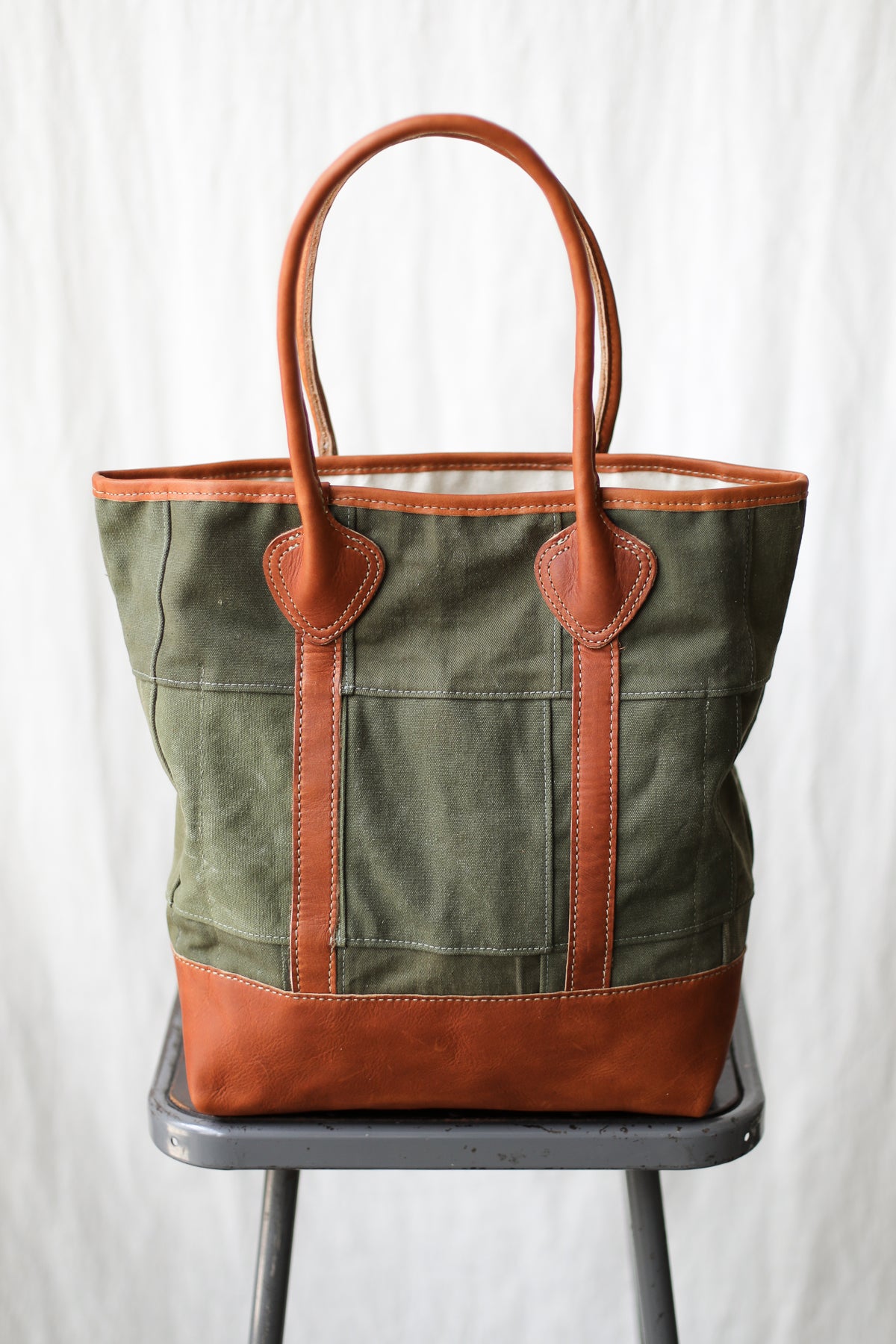 1940's era Salvaged Canvas Patchwork Tote Bag