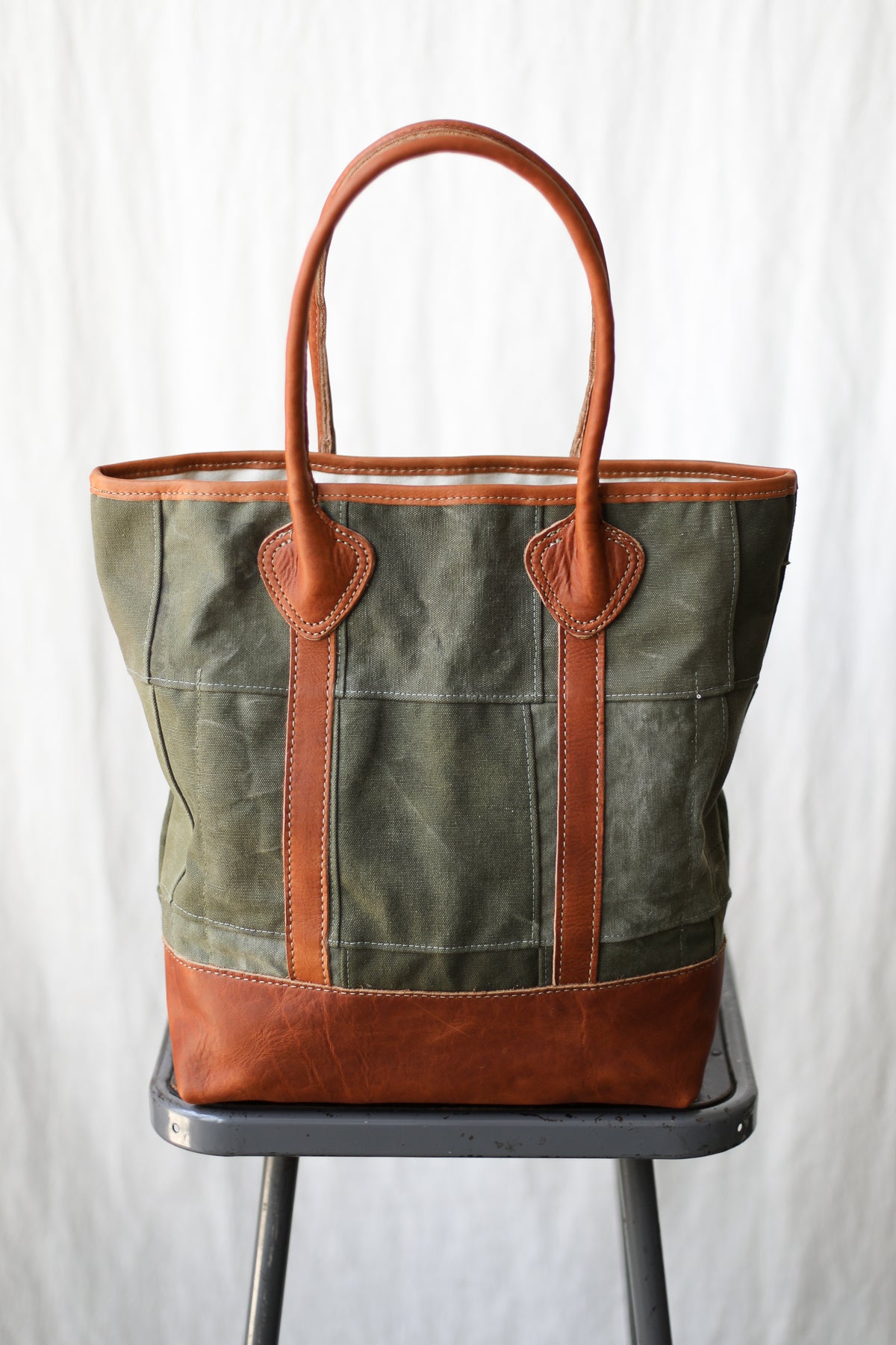 WWII era Salvaged Canvas Patchwork Tote Bag