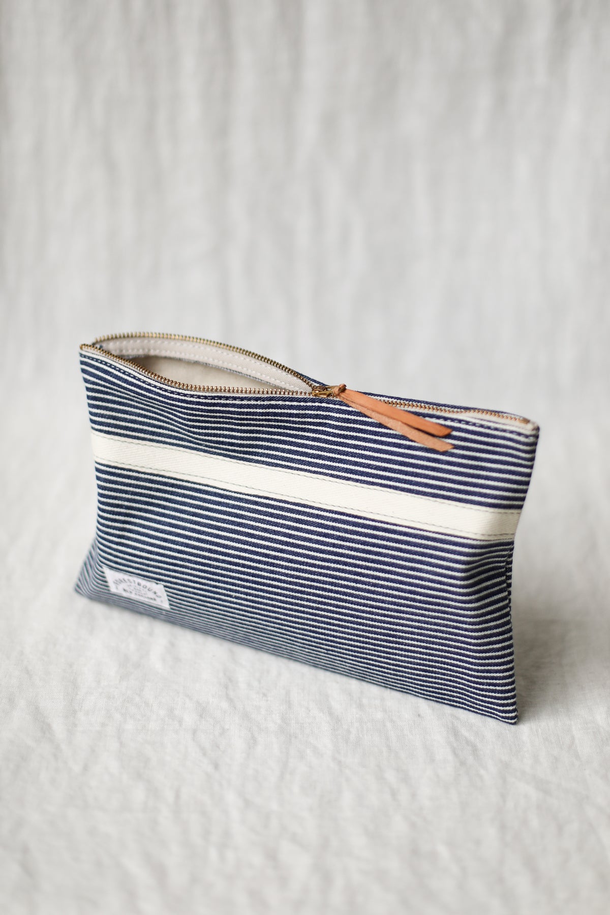1950's era Salvaged Ticking Fabric Utility Pouch