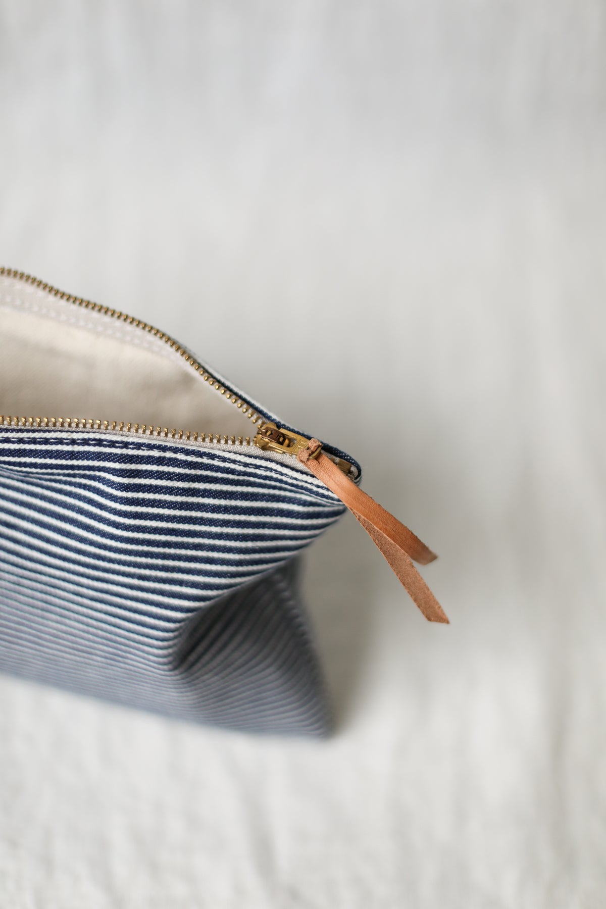 1950's era Salvaged Ticking Fabric Utility Pouch