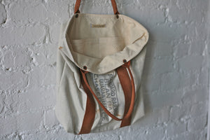 1940's era Canvas and Leather Carryall - SOLD