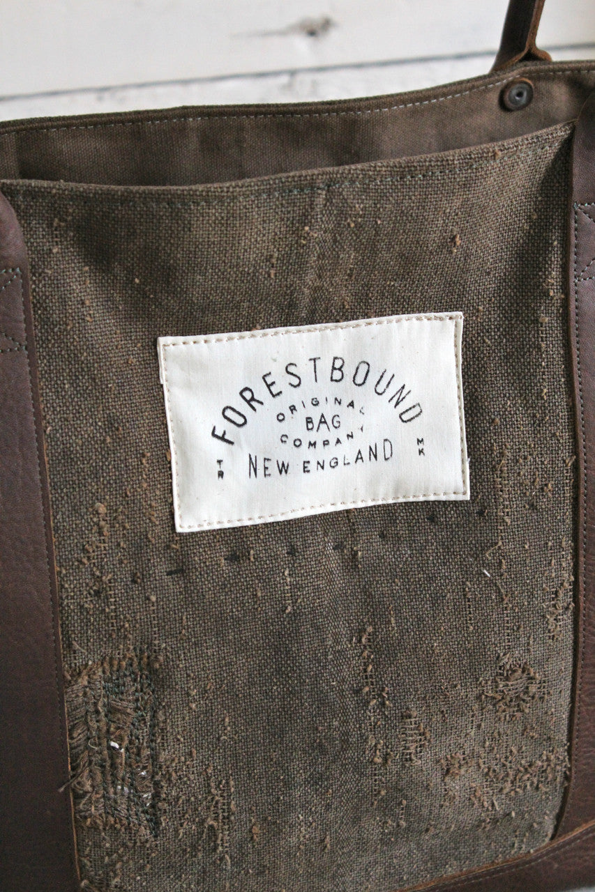 19th Century Japanese Boro Apron and World War 1 era Waxed Canvas Carryall