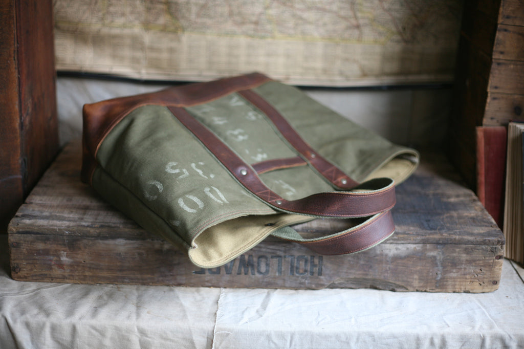 WWII era Men's Canvas and Leather Carryall - SOLD