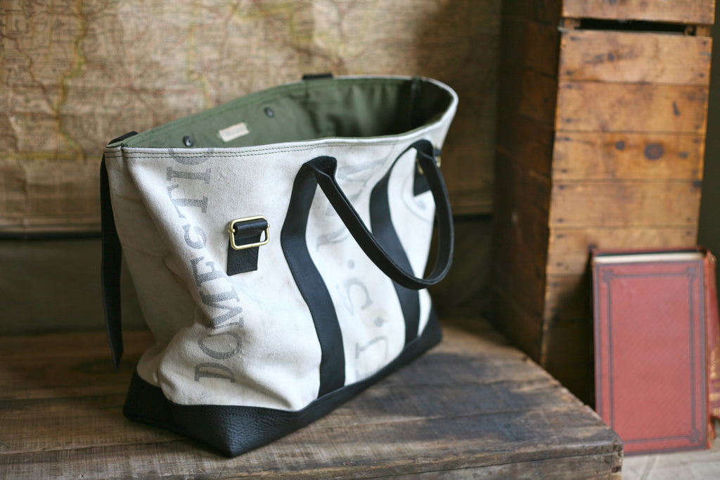 Leather Bottomed 1950's era Canvas Weekend Bag - SOLD