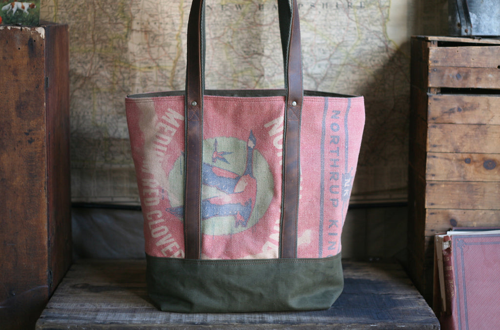 1940's era Feedsack & Canvas Carryall - SOLD