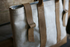 WWII era Leather Bottomed Canvas Carryall - SOLD