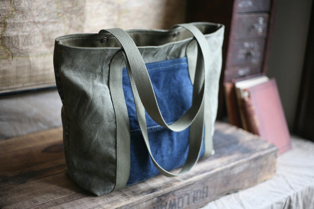 WWII era Canvas and Denim Carryall - SOLD