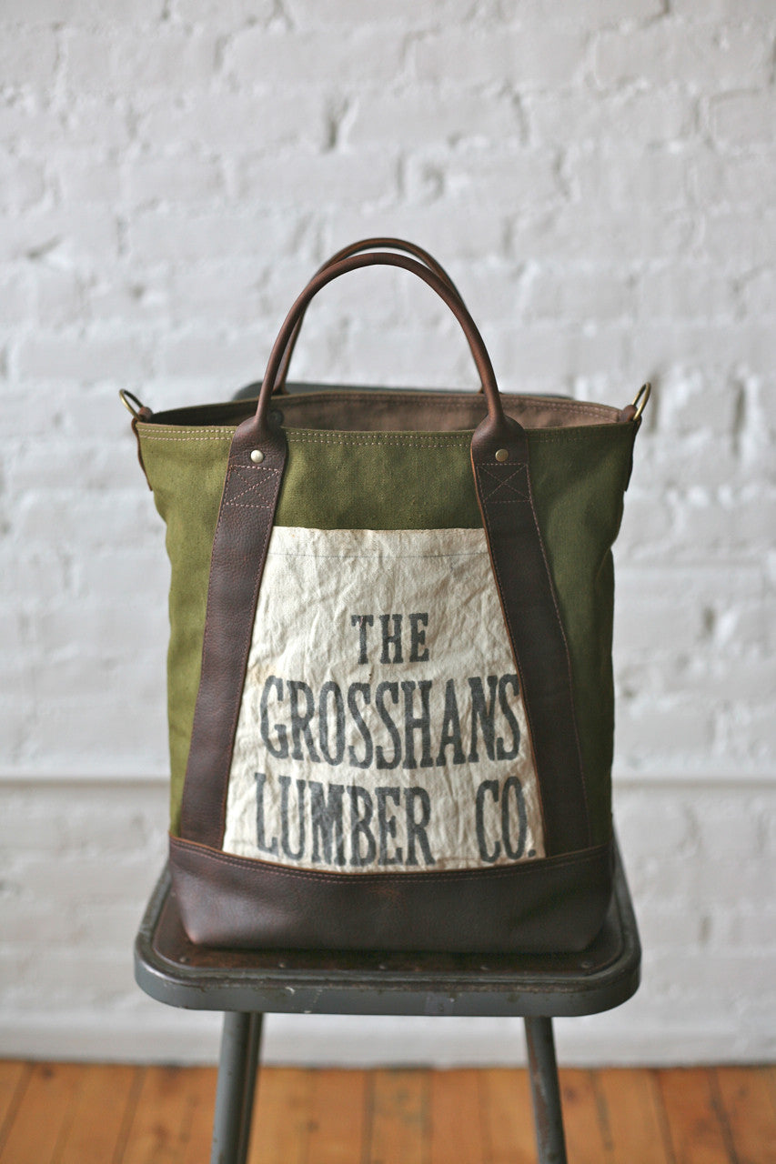 1940s era Canvas & Leather Carryall