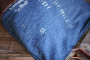 WWII era USN Denim and Leather Carryall - SOLD