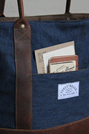 WWII era Denim and Leather Carryall