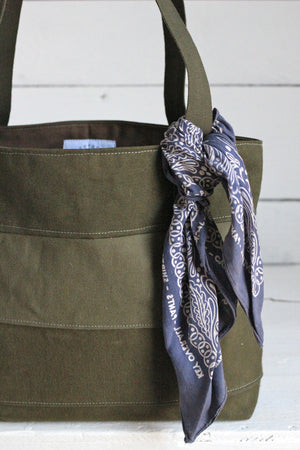 WWII era Striped Canvas Carryall
