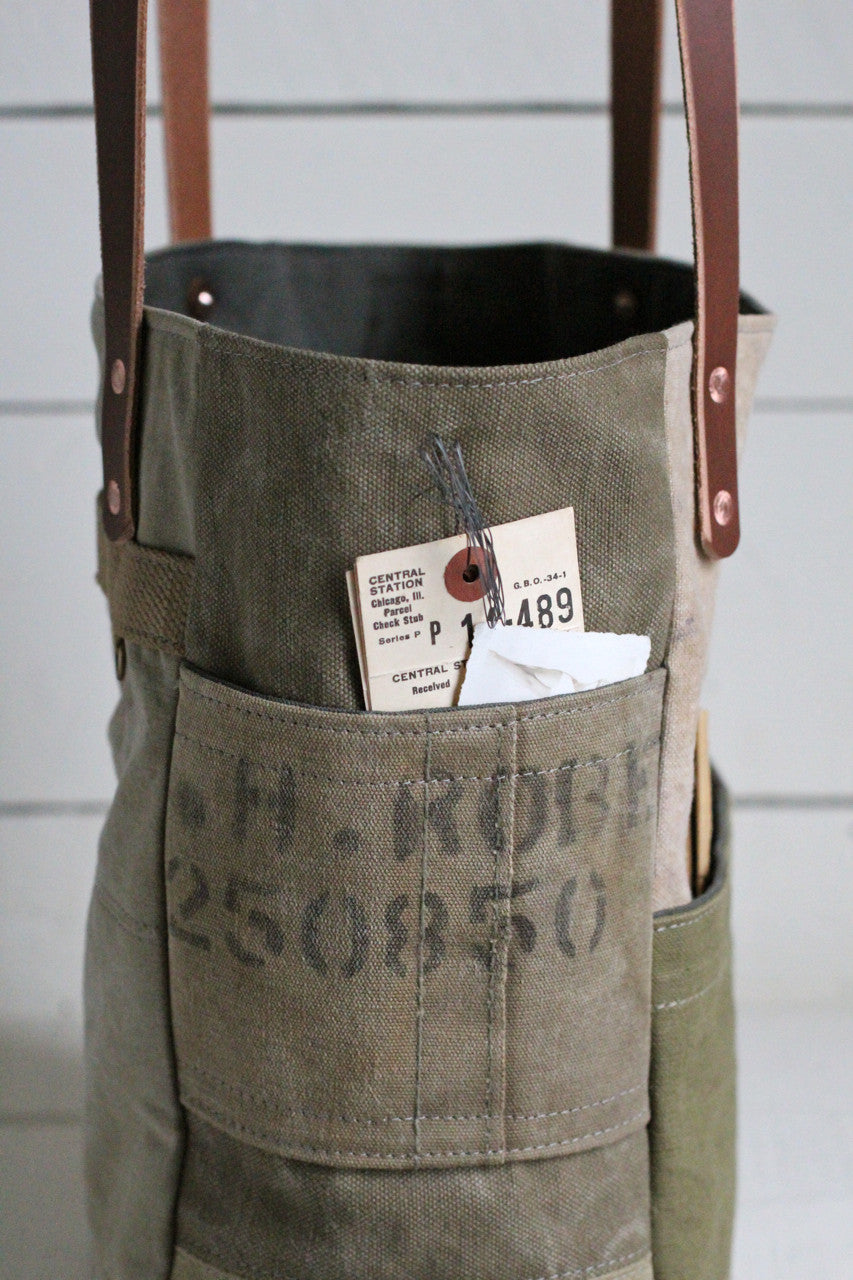 WWII era Canvas Pocket Tote Bag