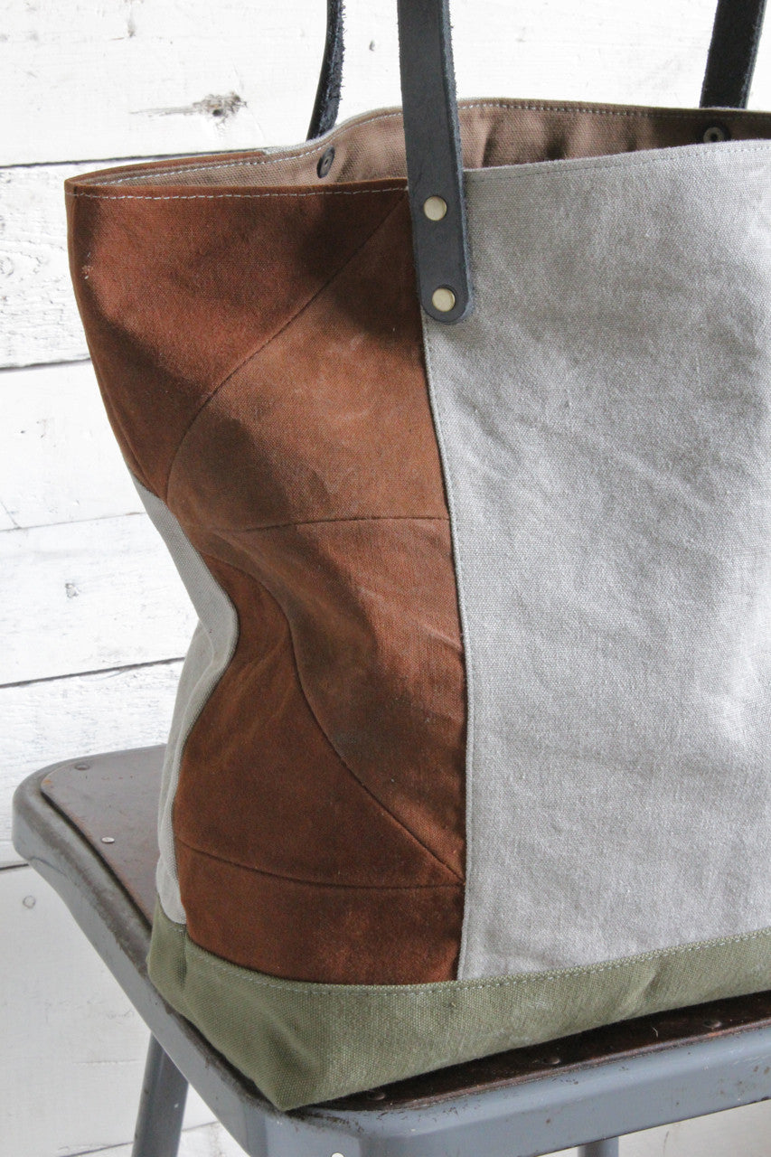 WWII era Quilted Canvas Tote Bag
