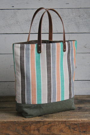 1950's era Striped Cotton Tote Bag