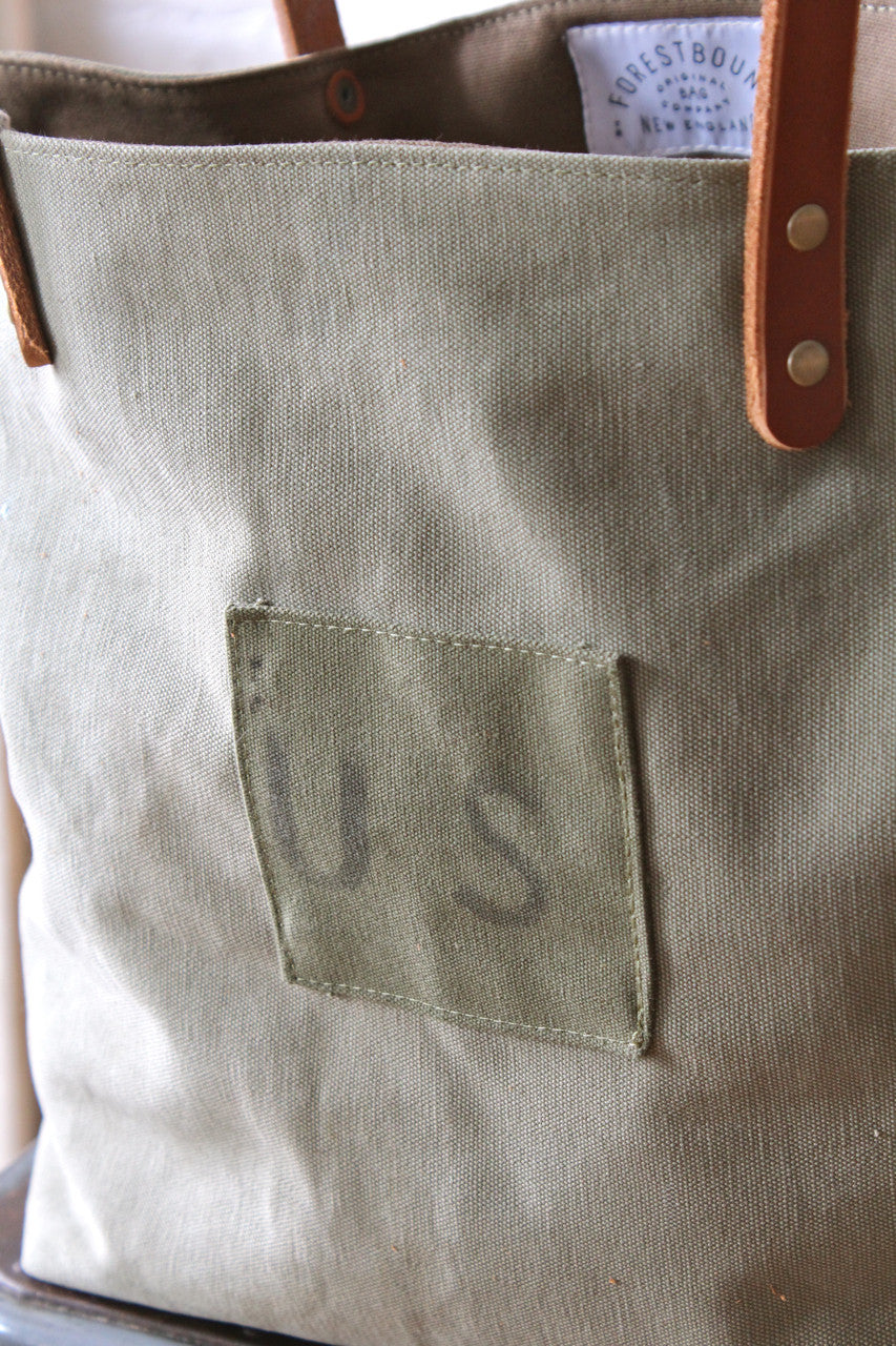 WWII era Two Tone US Military Canvas Tote Bag