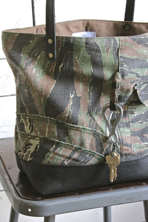 1950's era Camp Camo & Leather Carryall