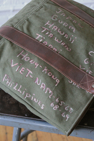 Hand Painted WWII era Canvas Carryall