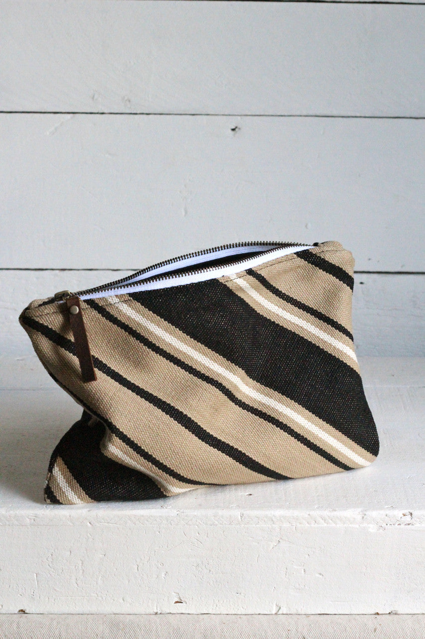 Deadstock Woven Striped Cotton Utility Pouch