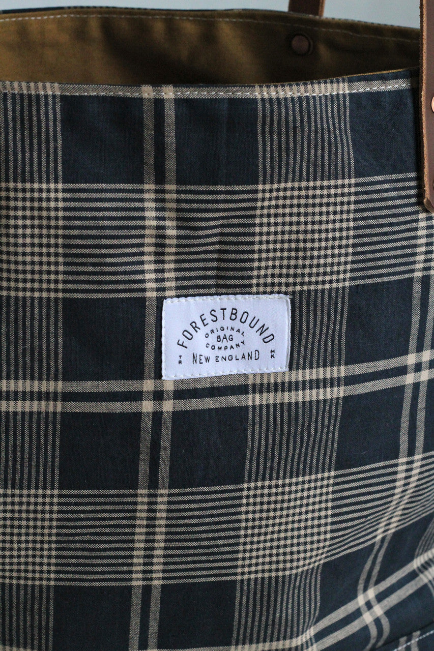 Deadstock Navy Plaid Tote Bag