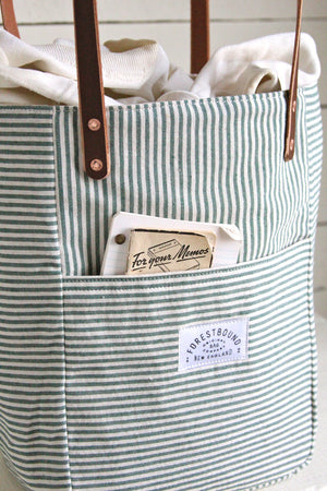 1940's era Ticking Fabric Pocket Tote