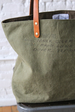 WWII era Two Tone US Military Canvas Tote Bag