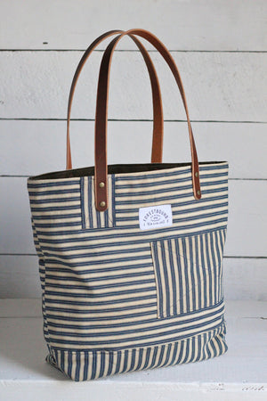 1940's era Ticking Fabric Tote Bag