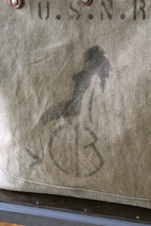 WWII era US Navy Canvas Tote Bag w/ Mermaid Drawing