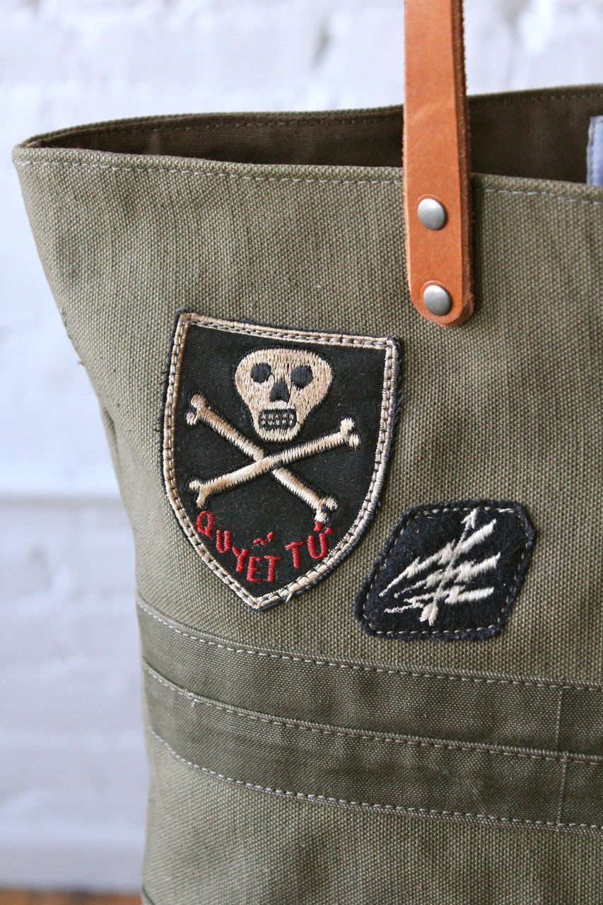 WWII era US Military Canvas Tote Bag w/ Vietnam era Patch