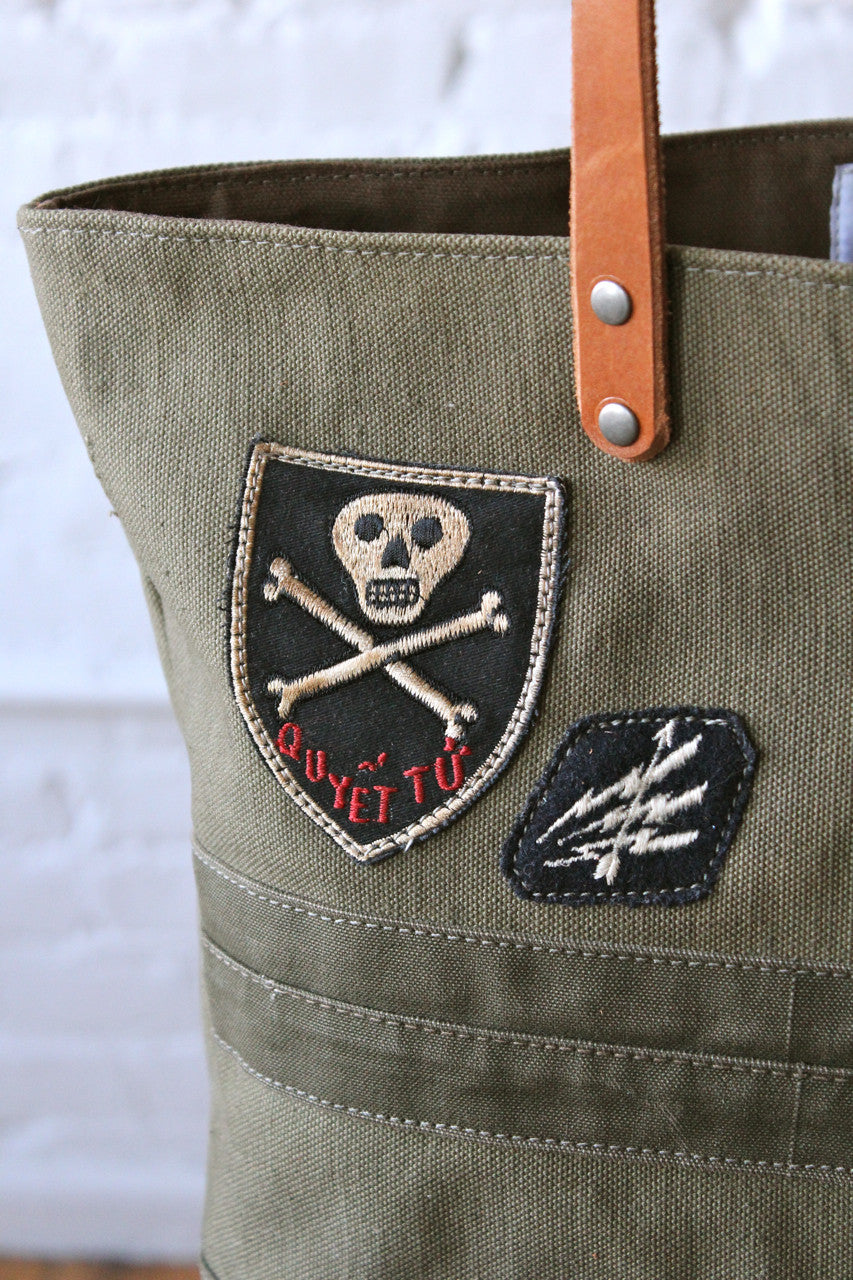 WWII era Canvas Tote Bag w/ Patches