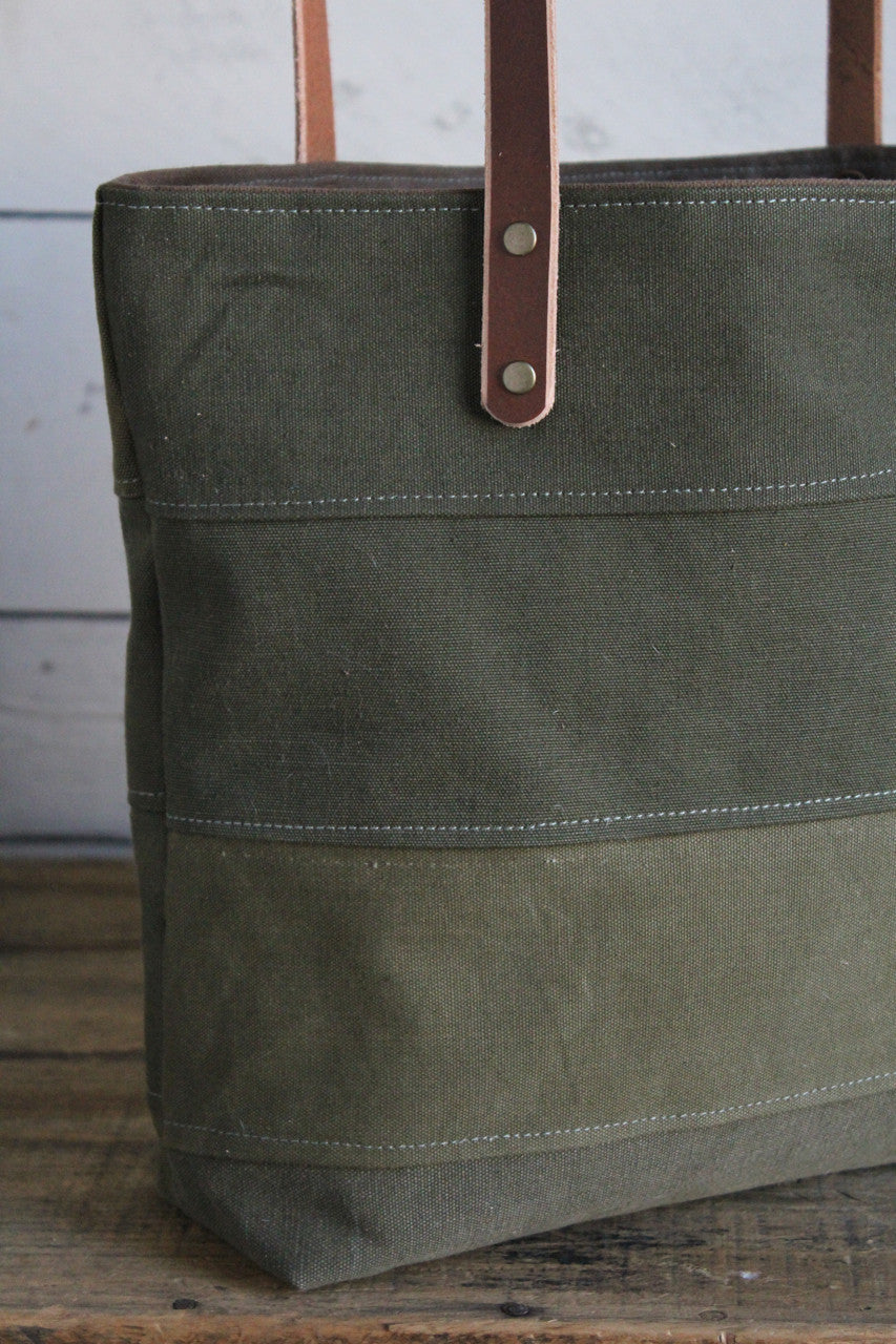 WWII era Striped Canvas Tote Bag