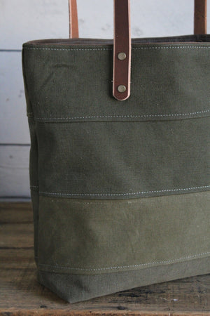WWII era Striped Canvas Tote Bag