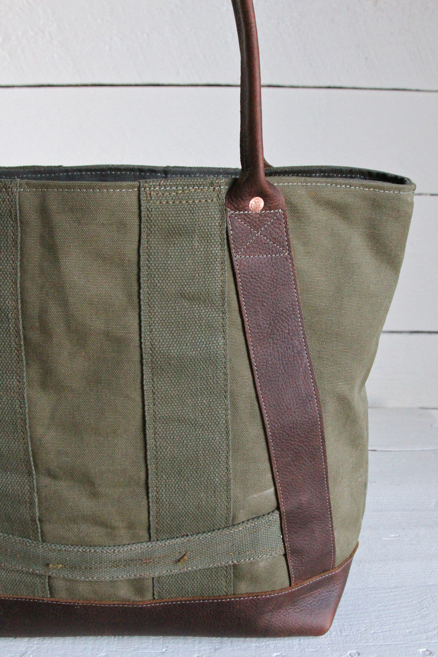 WWII era Canvas and Leather Carryall