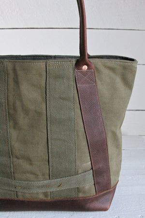 WWII era Canvas and Leather Carryall