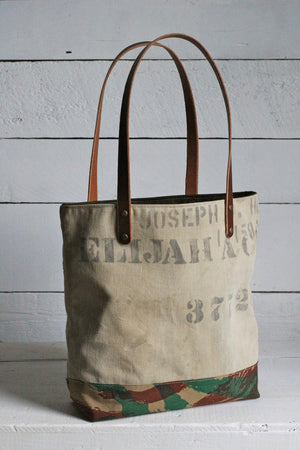 WWII era Canvas & Lizard Camo Tote Bag