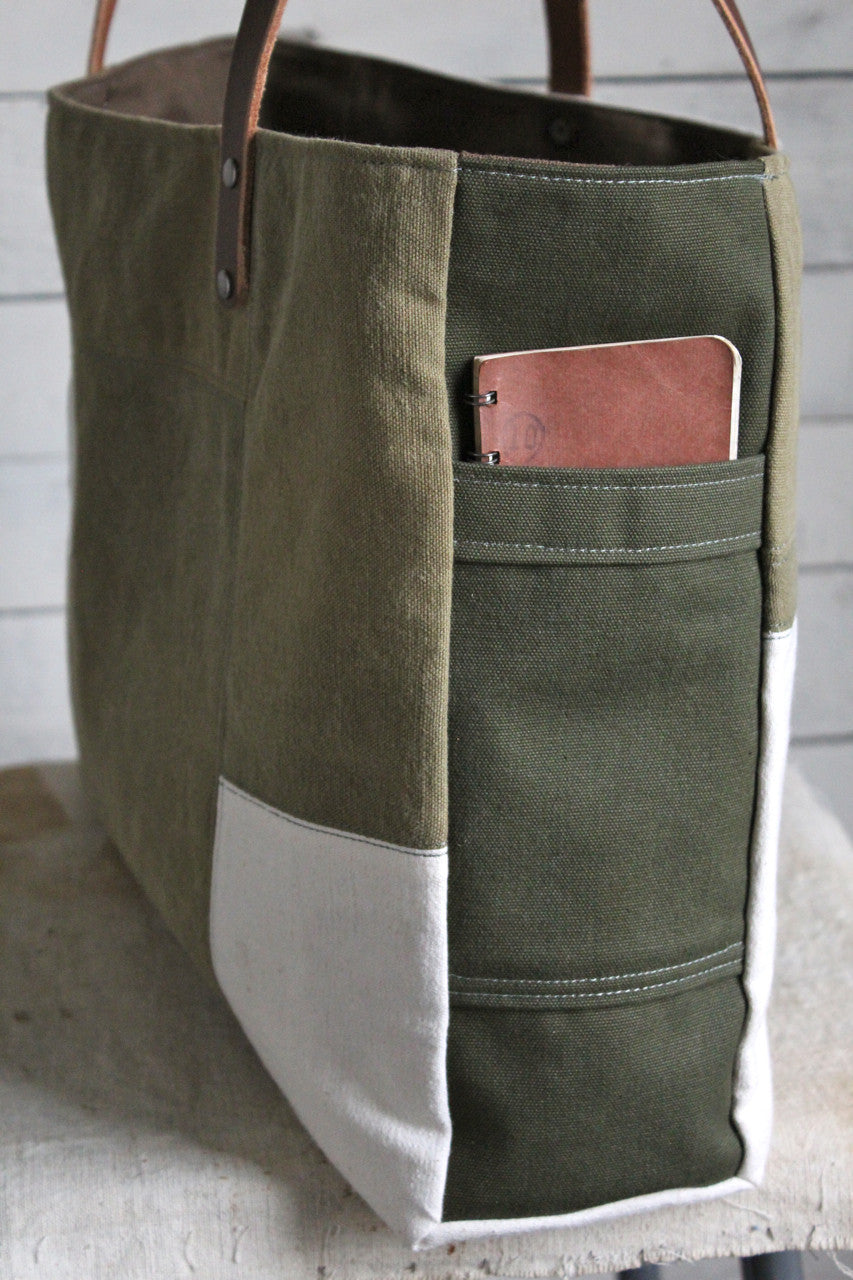 WWII era Pieced Canvas Tote Bag