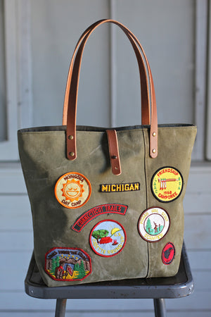 WWII era Canvas Tote Bag w/ Patches