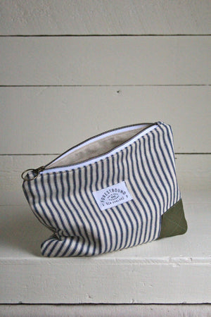 1940's era Ticking Fabric Utility Pouch