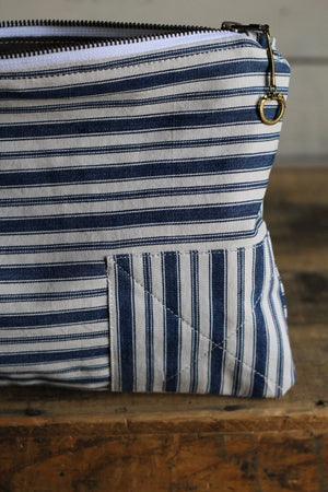 1950's era Ticking Fabric Utility Pouch