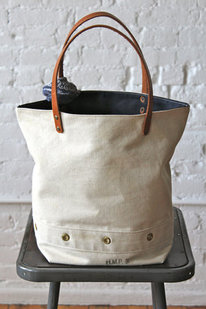 1950's era Canvas and Denim Tote Bag
