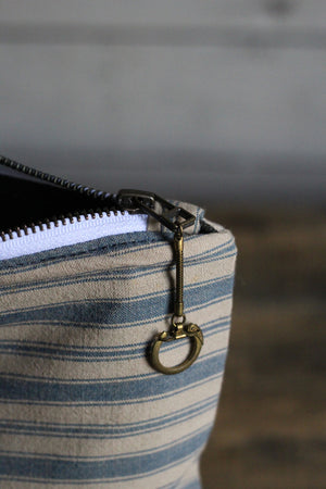 1940's era Ticking Fabric Utility Pouch