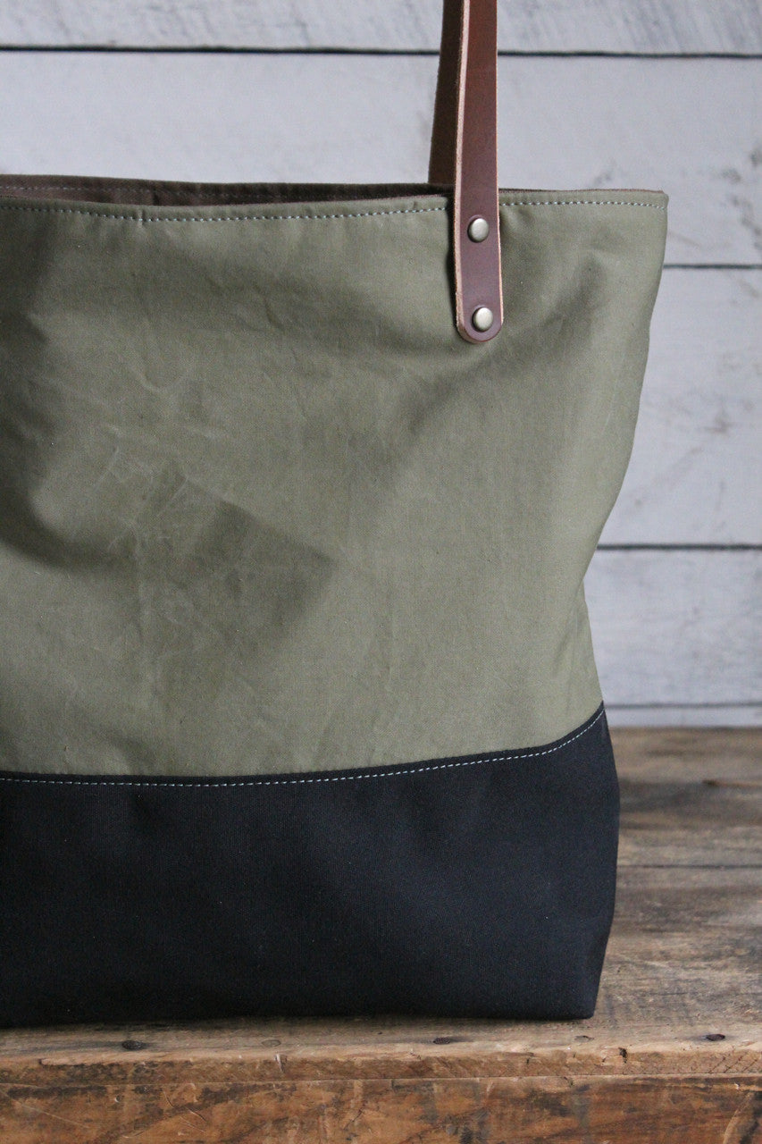 WWII era Color Blocked Canvas Tote Bag