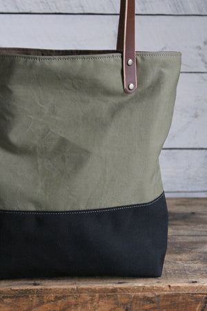 WWII era Color Blocked Canvas Tote Bag