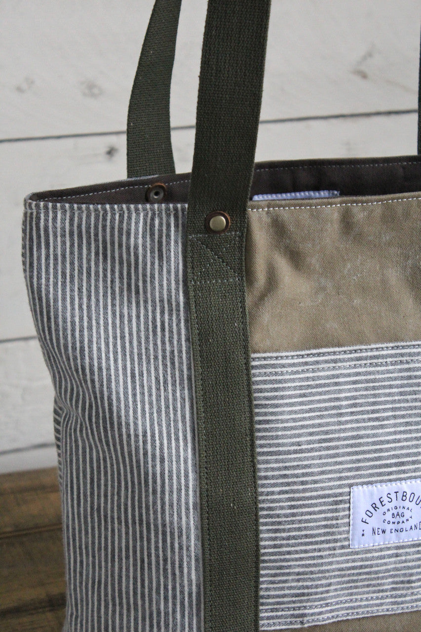 1950's era Striped Canvas Carryall