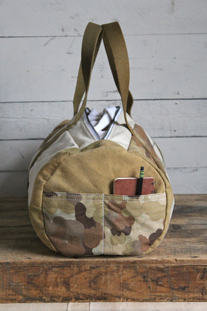 1940's era Canvas & Camo Duffle Bag