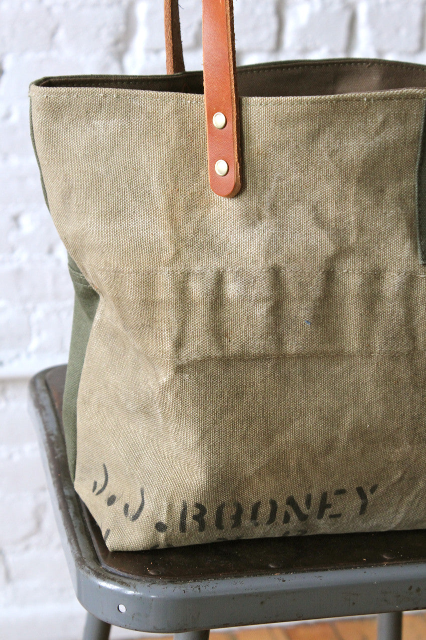 WWII era Two Tone US Military Canvas Tote Bag