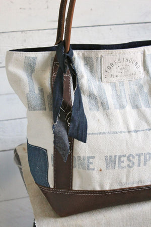 1940's era Canvas and Denim Carryall