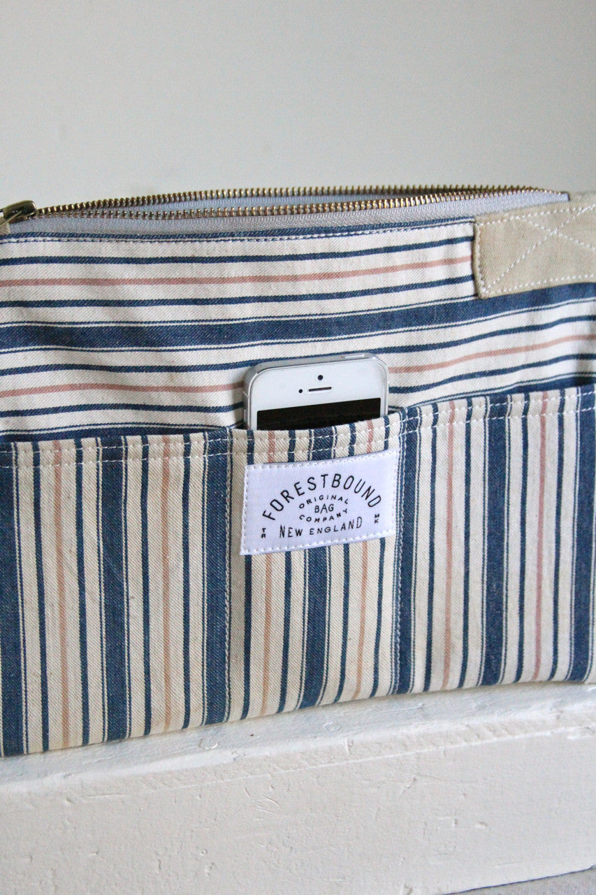 1940's era Ticking Fabric Pocket Utility Pouch