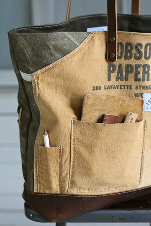 Extra Large WWII era Canvas and Work Apron Carryall